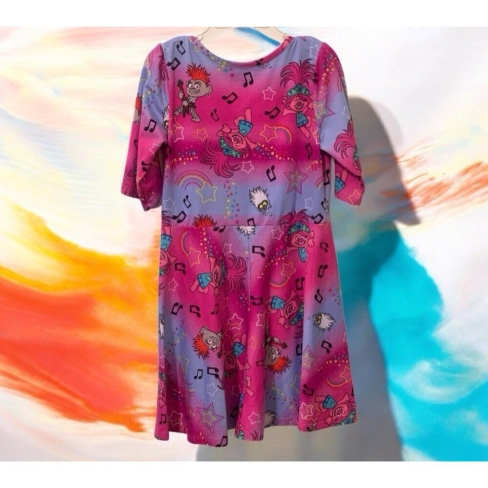 Trolls World Tour Girls Dress Size S/CH 6-6X Pink Short Sleeve